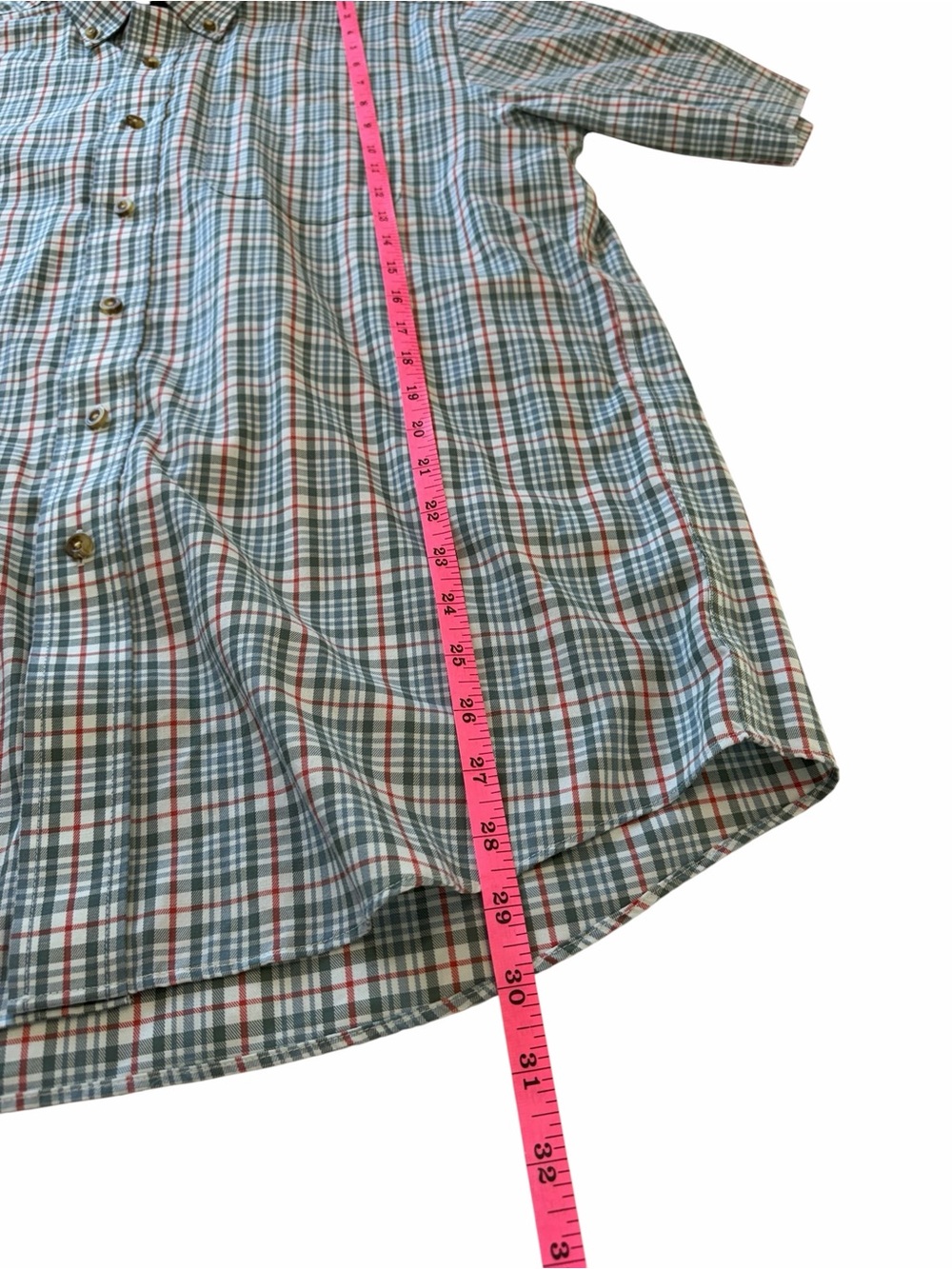 L.L. Bean Men's Traditional Fit Short Sleeve Button-Down Plaid Shirt, M - Picture 5 of 6